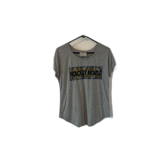 Disney Boutique Grey Mesh Panel Mickey Mouse Short Sleeve T-Shirt - Picture 1 of 4